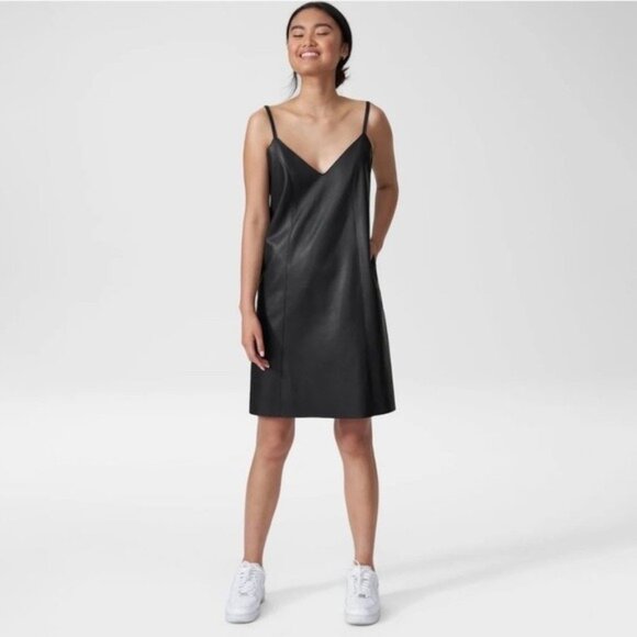 NWT Universal Standard Pomona Black Faux Leather Slip Dress - Picture 1 of 12